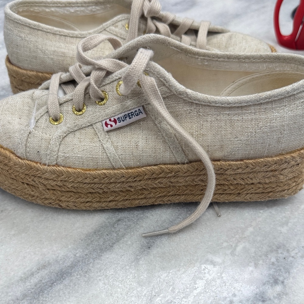 Superga Women's Beige Canvas Espadrille Shoes Size 38 - Picture 7 of 8
